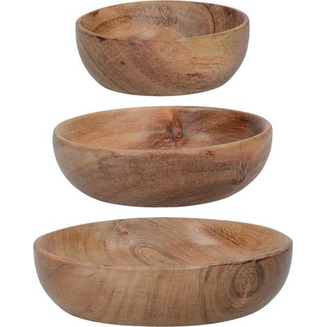 Artesà Ensaladera de Madera, Platos de Madera de Acacia, 12.4cm (5«), 10.2cm (4»), y 8cm (3"), Juego de 3