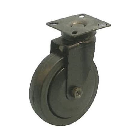 Roulette DESIGN "N" pivotante Ø 50 mm NOIR INTÉGRAL à platine 42x42 mm