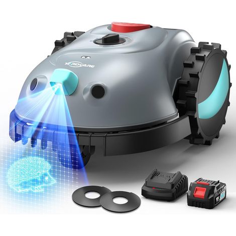 YARDCARE Robot Cortacesped con Navegación por Visión, Detección de 150 Obstáculos, Robot Cortacésped Bateria hasta 150 m², con Cintamagnetica, Gris oscuro (1/5)