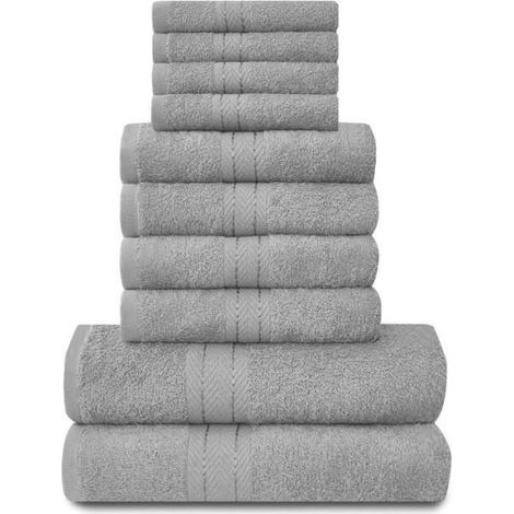 Serviette De Bain - Coton 100 % Égyptien - 70x140 cm - Ensemble Salle De Bain - 10 Pièces (1/4)