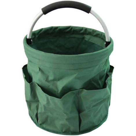 17L pour outils de jardin : sac à outils de jardin pliable 600D Oxford tissu sac à outils de jardin, panier de jardin avec 1 compartiment principal et 6 poches extérieures, panier (1/5)