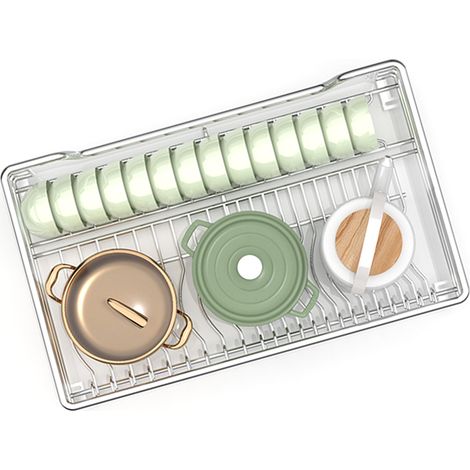 Organisateur de placard coulissant à 2 niveaux avec panier coulissant robuste pour cuisine et salle de bain. (1/5)