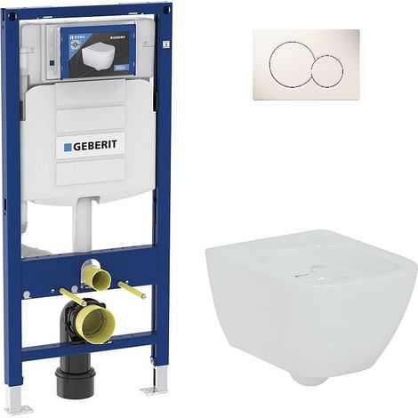 Pack Bati support Geberit et WC-suspendu Geberit Smyle Square compact, sans rebord (1/5)