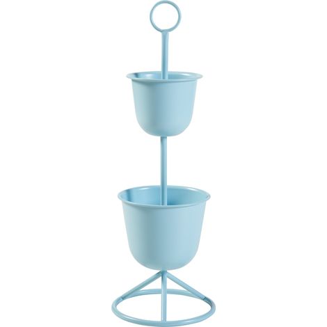 Portavasi da esterno 77 x 26 cm 2 vasi azzurri 030010326