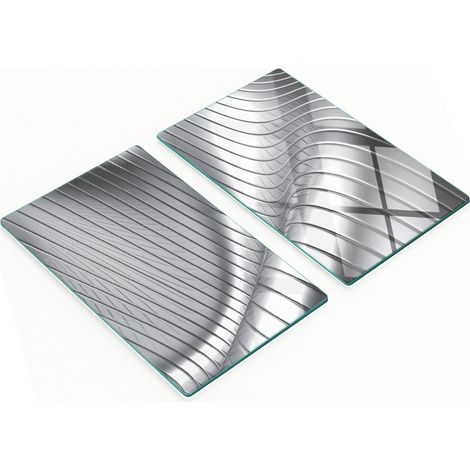 Tablas decorativas de vidrio para cortar y servir, plateadas, con dise帽o 3D, 2x30x52 cm.
