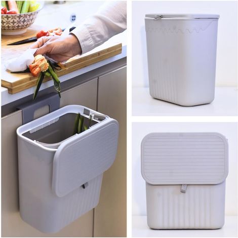 12L Hanging Kitchen Bin with Sliding Lid - Kitchen Wet Basket - Space-Saving Accessories for Kitchen and Camping