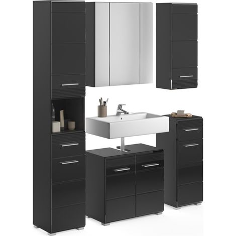 Set di mobili da bagno: Mobile sotto lavabo + Colonna da bagno + 2 mezze colonne + mobile contenitore con