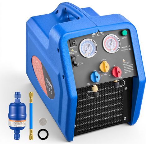 VEVOR Máquina de Recuperación de Refrigerante Portátil, 3/4 HP 220V 50Hz, Recuperadora de Refrigerante de un Cilindro, Motor de 1450 RPM, con Protección Automática, para Vapor Líquido de HVAC Autos