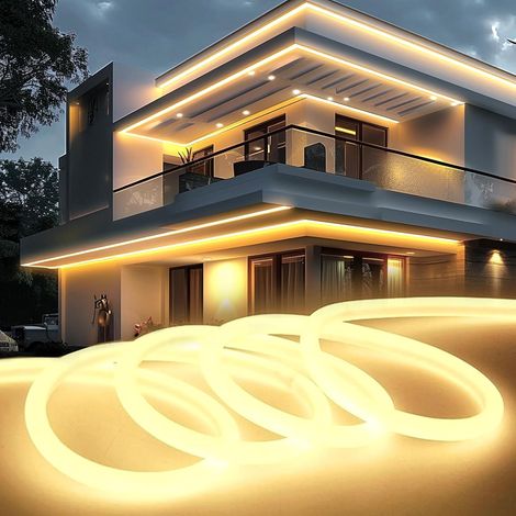LED Strip Neon Outdoor 5 m Natural White, 220 V LED Indoor Light Strip IP65 Waterproof 320° Glow Strip Light 120 LEDs/M Cut Flexible Rope for Home, Living Room, Kitchen (1/5)