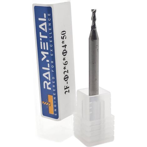 Vollhartmetall-Fräser für Aluminium, 2-schneidig, 2 x 6 x 4D x 50 mm, 45 HRC (1/4)