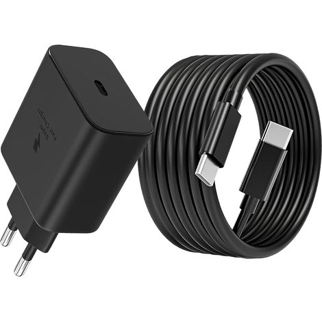 45W Chargeur Ultra Rapide avec Câble USB C 2M pour Samsung Galaxy S25 S24 S23 S22 S21 S20 Ultra S25+ S24+ Note20 A55, Z Fold6, ZFlip6 5G, Tab S9 S8 S10 Ultra Tablette, USBC Prise Secteur Adaptateur (1/5)