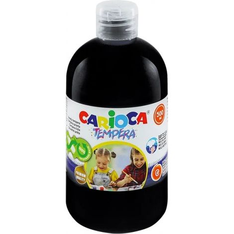 Carioca bouteille de tempera 500ml - couleurs super lavables - facile de à mélanger - applicable sur les matériaux poreux - haute opacité - couleur noir