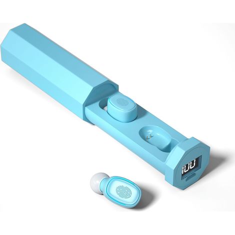 Écouteurs Bluetooth sans fil TWS bleu ciel, connexion stable, réduction de bruit, appel mains libres, oreillettes sport. (1/5)