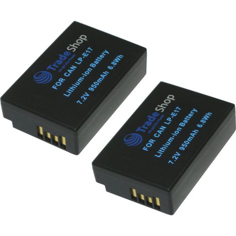 2x Trade-Shop Li-Ion Akku 1700mAh Batterie kompatibel mit Canon EOS 250D 770D 850D Kiss X10 M6 Mark II Rebel SL3 RP R10 R100 Saramonic VmicLink5 RX TX RX+ TX+
