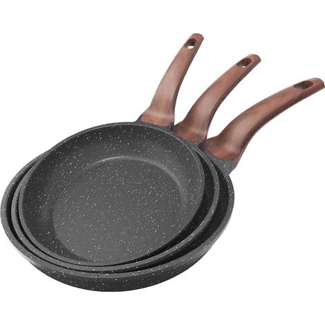 Ensemble de poêles antiadhésives, 3 pièces – Poêles en granit de 20/24/28 cm,sans PFOA