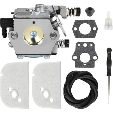 Kit de réparation de carburateur pour tronçonneuse Stihl 009/010/011/012 : comprend un filtre à air, des durites d'essence et des joints, ainsi que toutes les pièces de réglage nécessaires pour optimi (1/5)