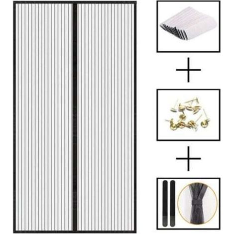 Zanzariera magnetica per porte, tenda magnetica autoadesiva a maglia ultrafine, chiusura automatica, facile installazione senza attrezzi, tenda antizanzare, non richiede foratura, 90 x 210 cm