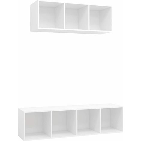 vidaXL Juego de muebles de salón 2 piezas madera de ingeniería blanco (1/2)