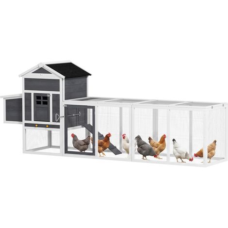 Pawhut – Poulailler en bois massif pour 3 à 6 poules – Niche séparée avec pondoir – Bac amovible pour nettoyage facile – Résistant aux intempéries