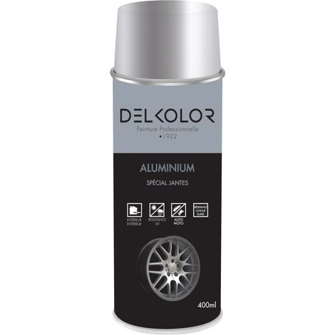 Peinture jantes aluminium Delkolor en aérosol 400 ml Couleur: RAL 9006 ALUMINIUM BLANC