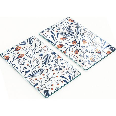 Küchenservierbretter aus Glas mit Kräuter- und Beerenmotiven, 2 x 30 x 52 cm (1/5)