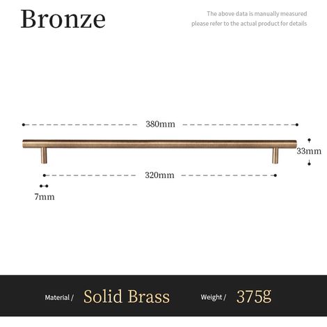 (Pas de rangée : 320 mm) Poignées longues minimalistes en laiton antique massif Santaya pour meubles de cuisine et tiroirs de commode, style T. (1/5)