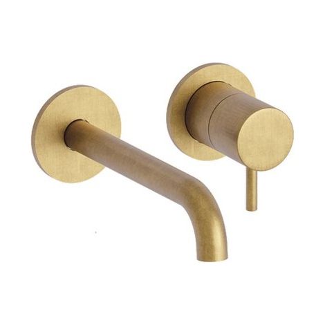 Cristina Ondyna – Mitigeur lavabo mural 2 trous or brossé 18 cm – Bec haut pour confort d'utilisation – Finition Triverde – TV25796P