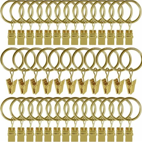 Lntyq 30 Pièces Anneaux de Rideau avec Pince, Antirouille Anneaux Rideaux, Crochets de Rideau en Métal, Anneau de Tringle à Rideau pour Rideaux de Douche et de Fenêtre(3.538MM) (1/4)