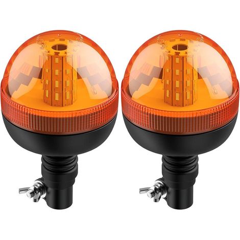 Lot de 2 gyrophares LED orange 12V E-mark E9 40 LED IP56 étanche 3 modes flash (1/5)