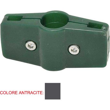 4 MORSETTI ANTRACITE DOPPI DI SUPPORTO PER PALO Ø25MM (1/2)
