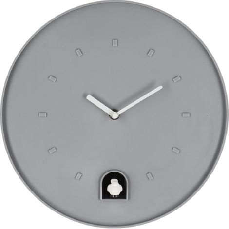 Orologio da parete "Damian" con cucù in plastica Ø30x8 cm a batteria -Grigio (1/2)
