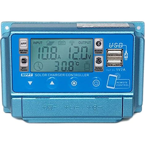 50-A-Solar-Laderegler (12 V/24 V/36 V/48 V/60 V) MPPT, LCD-Display, zwei USB-Anschlüsse, Blau (1/5)