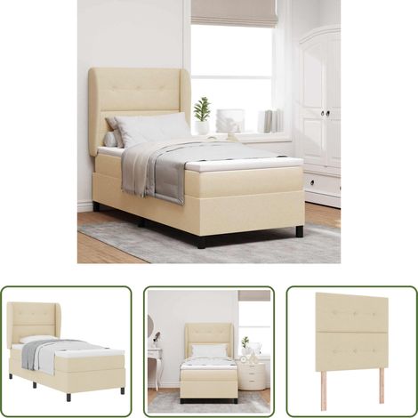 Matelas - Lit à ressorts avec matelas Crème 80 x 200 cm tissu (1/5)