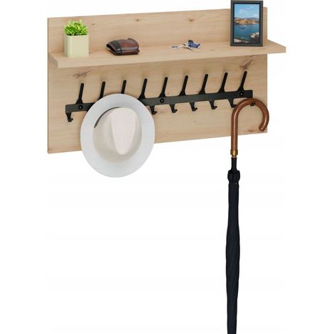 Kleiderständer Loft, 70 cm – Schwarz + Eiche, massiv und stilvoll (1/5)