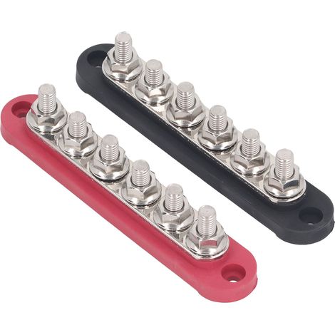 Bornier de distribution 2 pièces, plaque cuivre M8, bornes inox, barre bus batterie 150A 300VAC 48VDC (1/5)