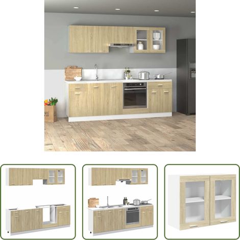 Küchenmöbel - 8-tlg. Küchenschrank-Set Lyon Sonoma-Eiche Holzwerkstoff (1/5)