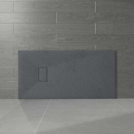 NRG 1600 x 700mm Anthracite SMC Rectangle Slate Effect Bathroom Shower Enclosure Tray (1/5)