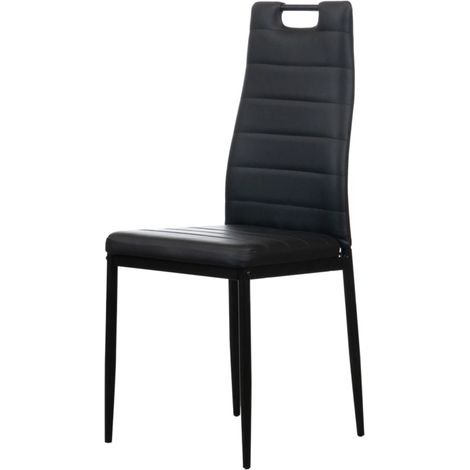 sedia da pranzo "lanzarote" in ecopelle nero 42x49x97 cm (1/4)