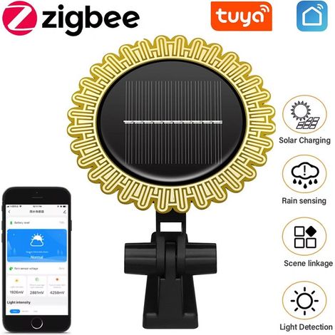 Tuya Rilevatore di Pioggia e Luce Smart Zigbee con Pannello Solare
