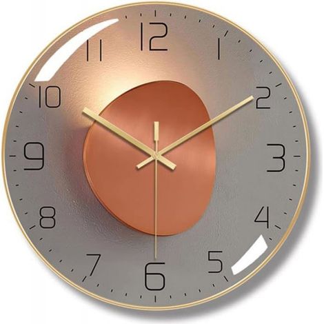 Horloge Murale - 30 cm - Mouvement Quartz Silencieux - Verre Transparent - Cadre En Bois Écologique - Or - 1 Unité (1/5)