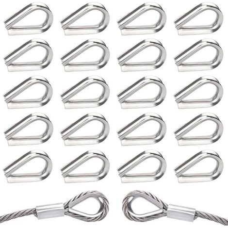 40 Stück M5-Edelstahl-304-Drahtseilösen, herzförmige Ösen für 5-mm-Drahtseile