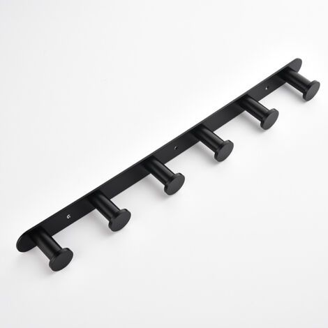 Ahlsen Crochets pour Serviettes Porte Manteau Mural Porte Manteau Salle de Bain et Cuisine, Crochet à Visser Patère Murale avec 6 Crochets, Finition Noire Mate en Acier Inoxydable (1/5)