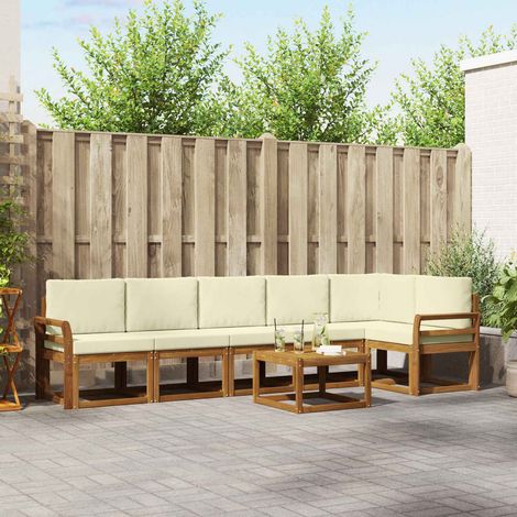 Outdoor-Sofagarnitur mit Kissen 7 pcs Natur und Creme (1/5)