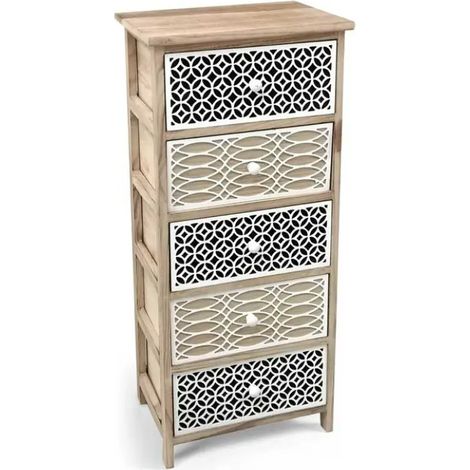Cómoda de madera con 5 cajones 40x29x90 cm