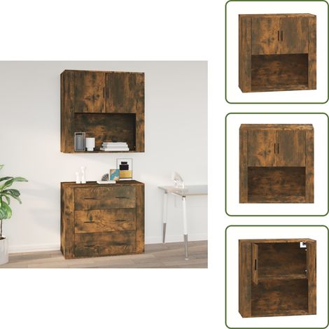 Armoire murale Chêne fumé 80x33x80 cm Bois d'ingénierie - Armoire Murale - Meuble De Rangement - Étagère Murale - Décoration Intérieure - Bois D'ingénierie (1/5)