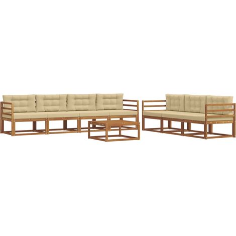 Ensemble de canapés d'extérieur 8 pcs Salon de jardin Naturel et Beige (1/5)