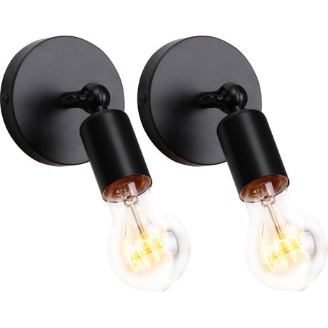 2Pcs Vintage Industriale Applique Parete Camera da Letto Soggiorno Cucina E27 Ferro Battuto Lampada Parete