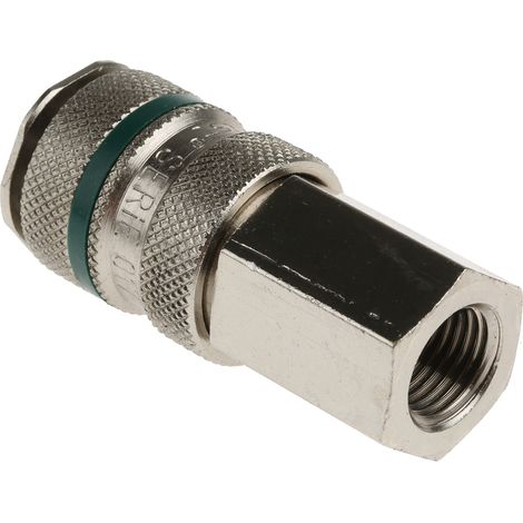 Raccord rapide pneumatique RS PRO, Filetage vers Femelle G 1/4 Femelle 1/4pouces Rectus 17, Schrader NW5 en Laiton ( Prix pour 1 ) (1/3)