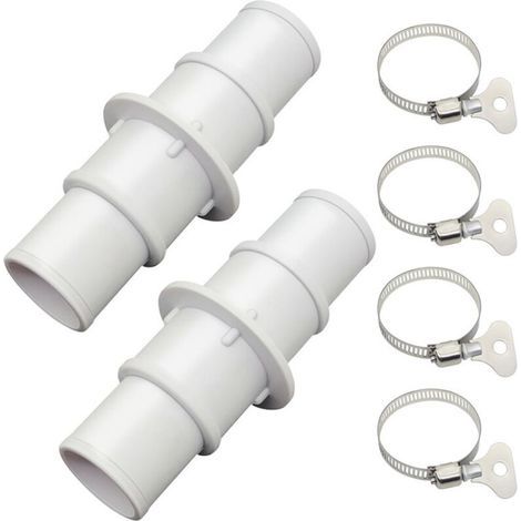 Pool hose adapter, swimming hose connector set, leak-proof threaded design, 2-pack with 4 hose clamps, ideal for cleaning pools and systems (1/4)