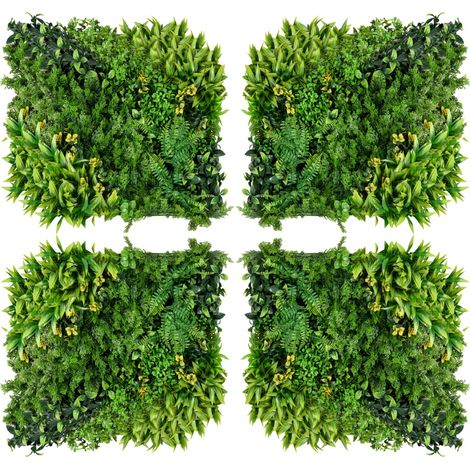 CHICFURN Muro vegetal artificial 12 paneles 50x50 cm verde con protección UV, ocultación (1/5)